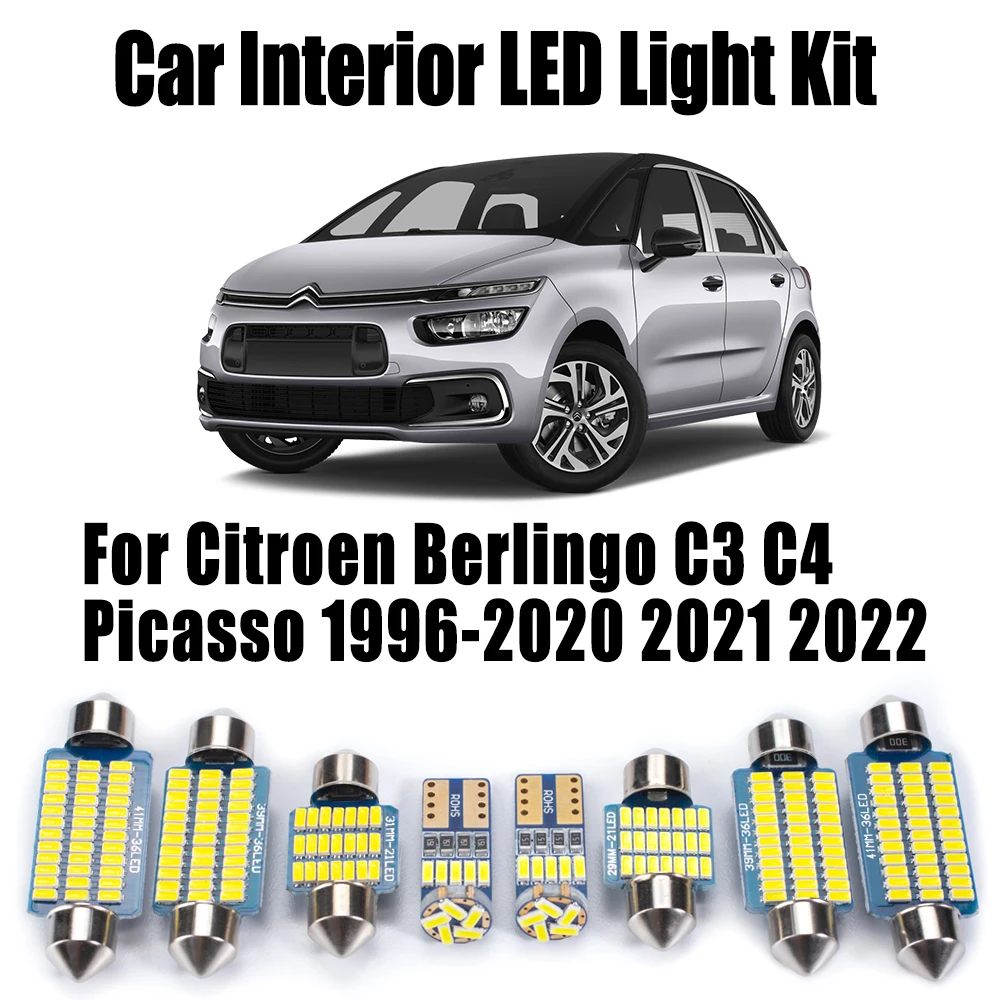 Canbus Vehicle LED Interior Map Dome Trunk Light Kit For Citroen Berlingo C3 C4 Picasso 1996- 2019 2020 2021 2022 Accessories