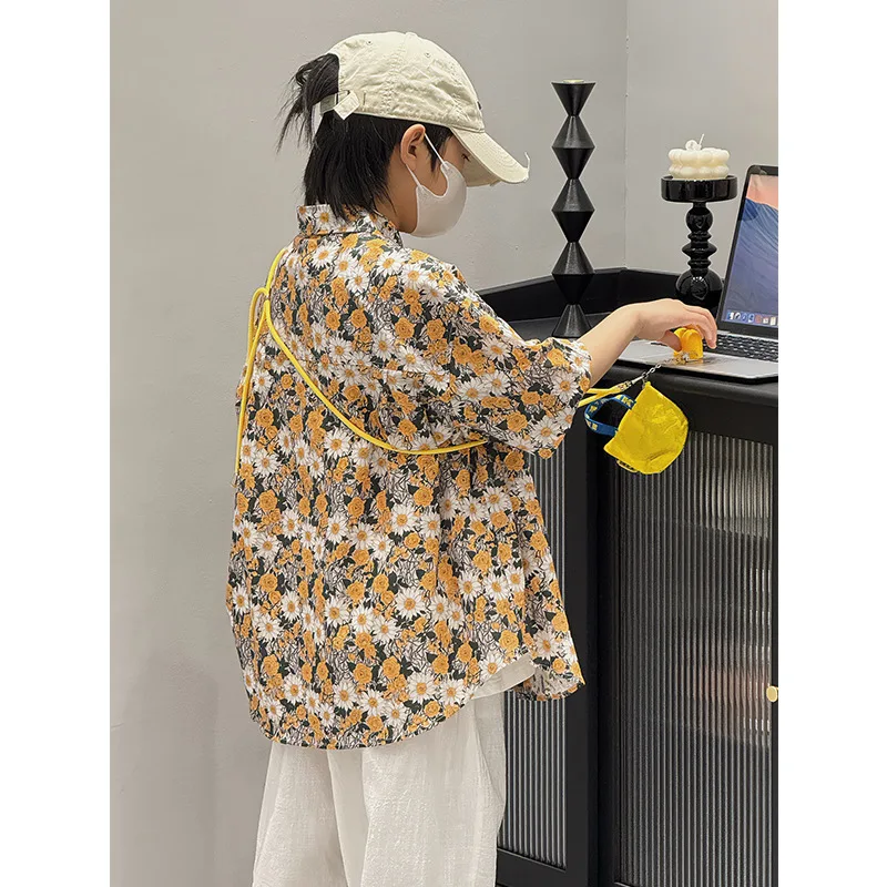 

Свободные повседневные рубашки с цветочным принтом для мальчиков и девочек. Детские рубашки. Лето 202. Новые товары для мальчиков.