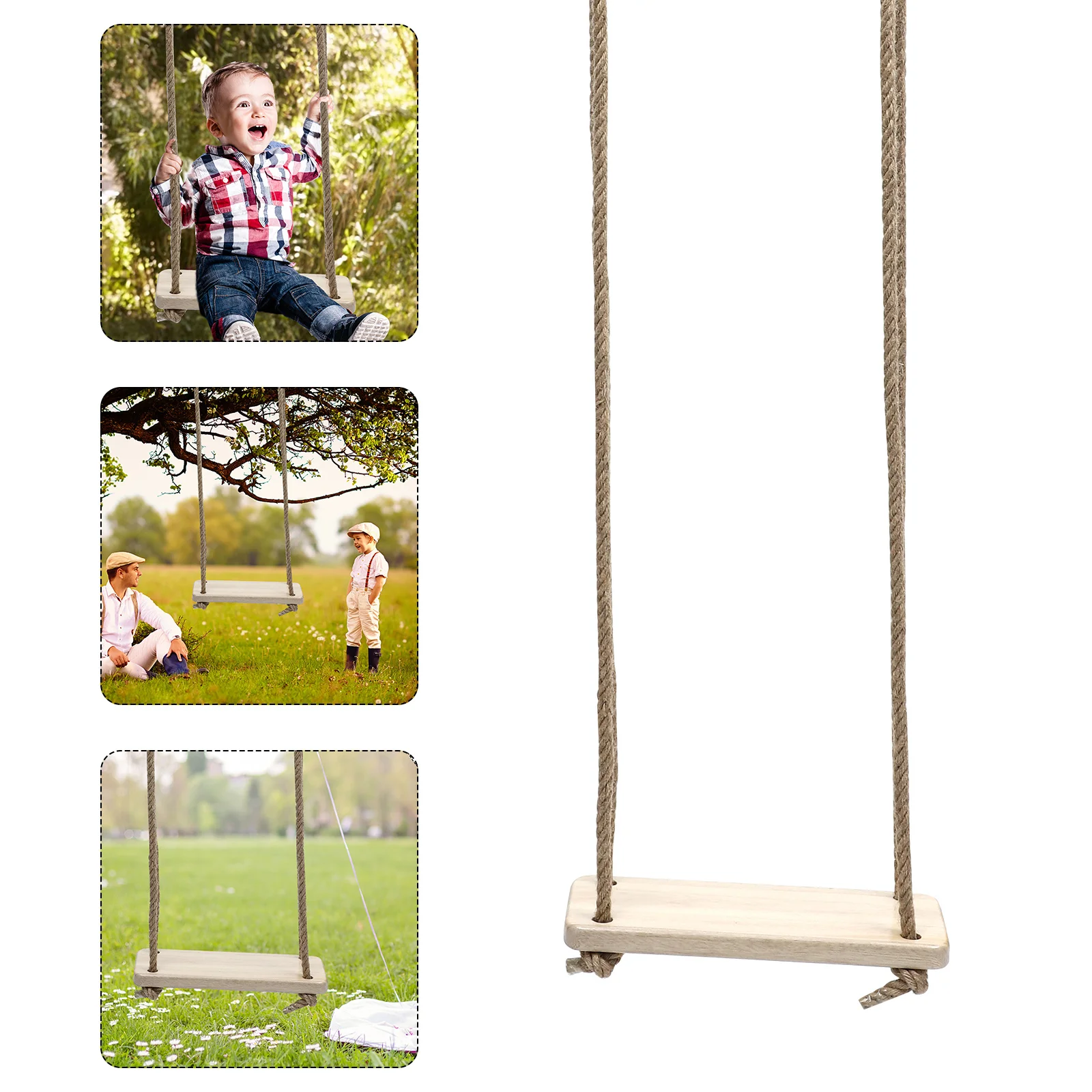 Columpio de madera duradero para exteriores, silla colgante sencilla, asiento colgante práctico y cómodo para niños, adultos y niños, 1 Uds.