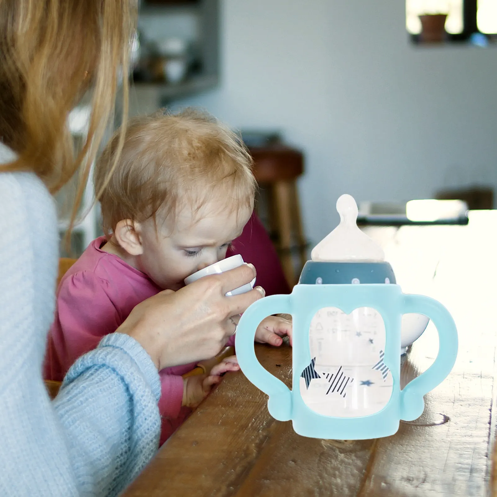 3Pcs Baby Bottle Handle Silicone Soft Feeding Bottles Holder Infant Milk Bottle Comfortable Grip Detachable Easy Install
