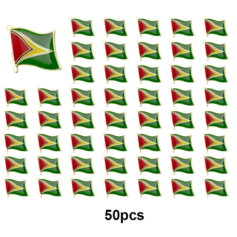 1-3-5-10-50-100 peças Broche de Distintivo da Guiana, Pins de Lapela Nacionais, Pins de Lapela com Bandeira, Distintivo de Bandeira de País
