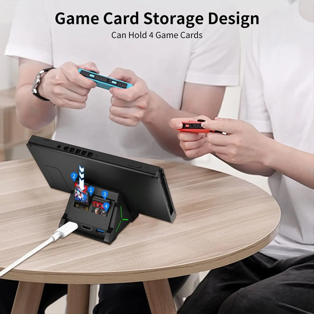BEST CHOICE）TV Dock Station for Switch/OLED, 4K -Compatible/USB C/USB 3.0 Ports, LED Atmosphere Light, Holds 4 Game Slots