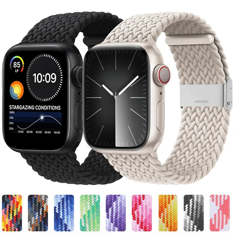 Elastische geflochtene Schlaufe für Apple Watch Band 46 mm 45 mm Ultra 2 49 mm 40–41 mm 42 mm 44 mm Armband iWatch Serie 10 9 8 SE 6 7 5 4 Armband