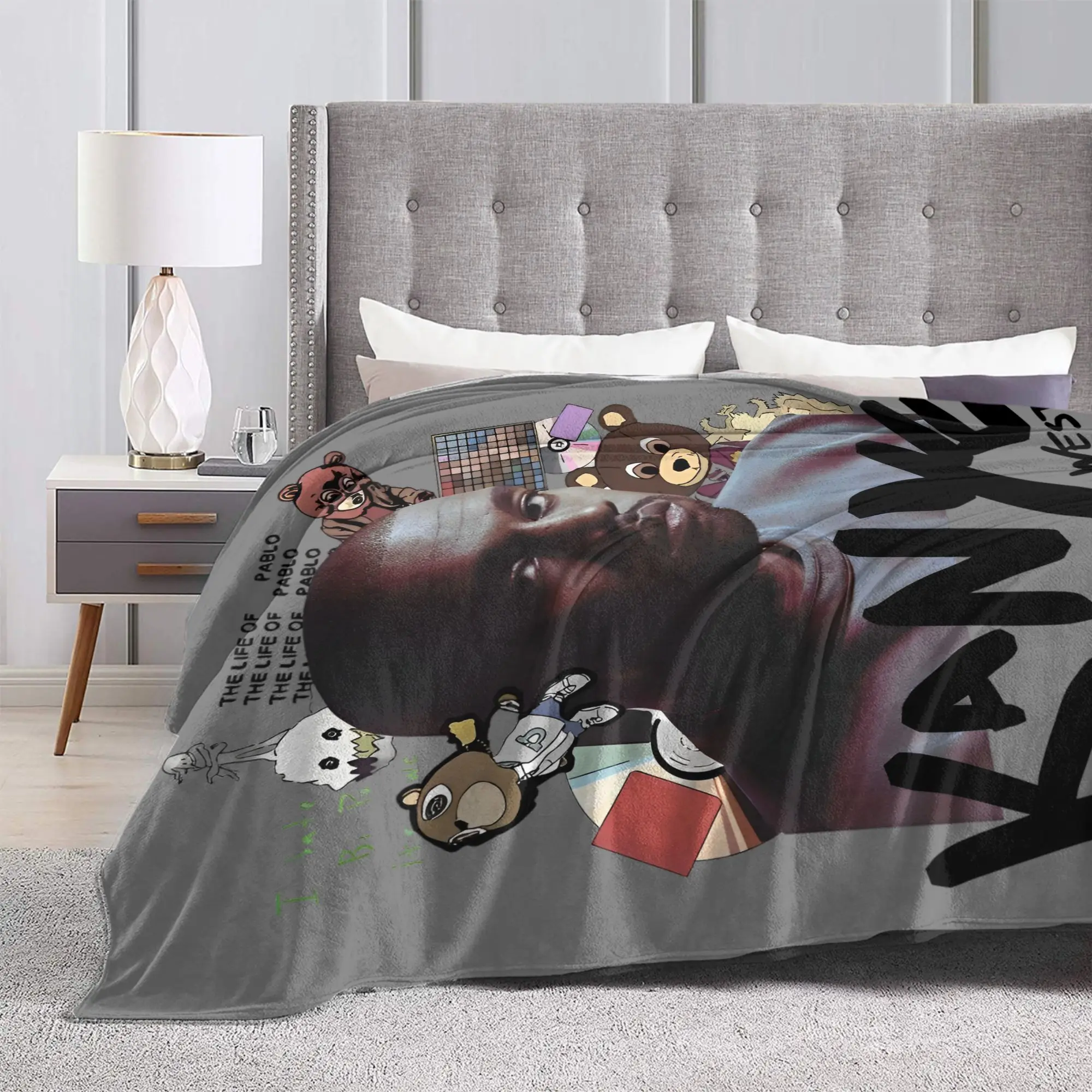 Kanye West Deken Flanel Lente Herfst Rapper Multifunctionele Superzachte Gooi Dekens voor Sofa Auto Spreien