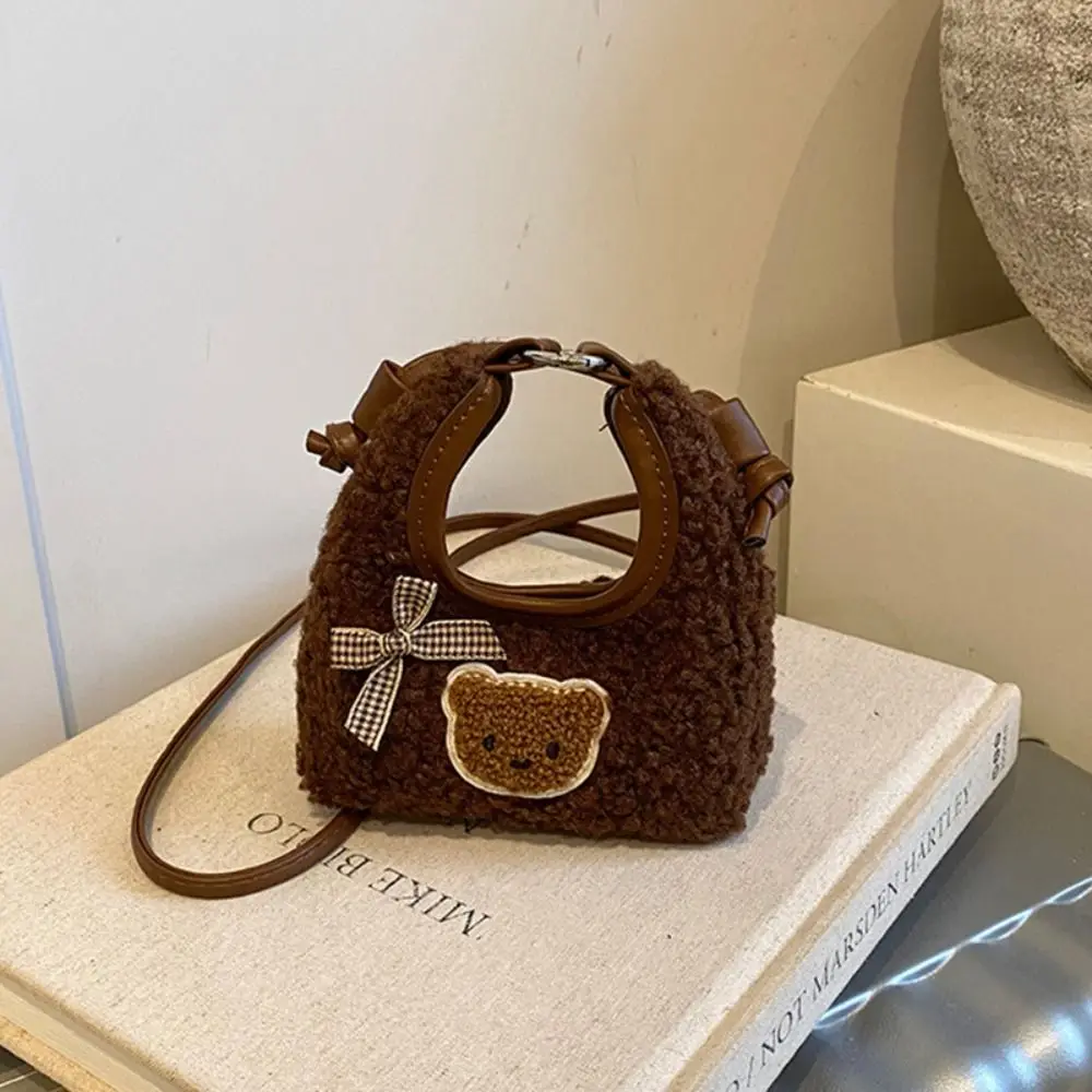 

Креативная милая сумка через плечо с рисунком овечьей шерсти, сумка с бантом и медведем, легкая сумка на плечо, мини-сумка на плечо, осень-зима
