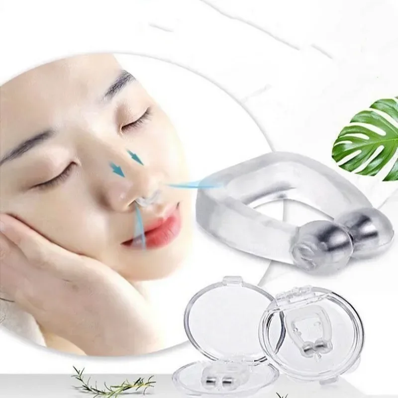 1/2/4Pcs Magnetic Snore Stopper Nose Clip Easy Breath Anti-Snoring Device Sleep Apnea Relief Night Guard Portable Carry Case
