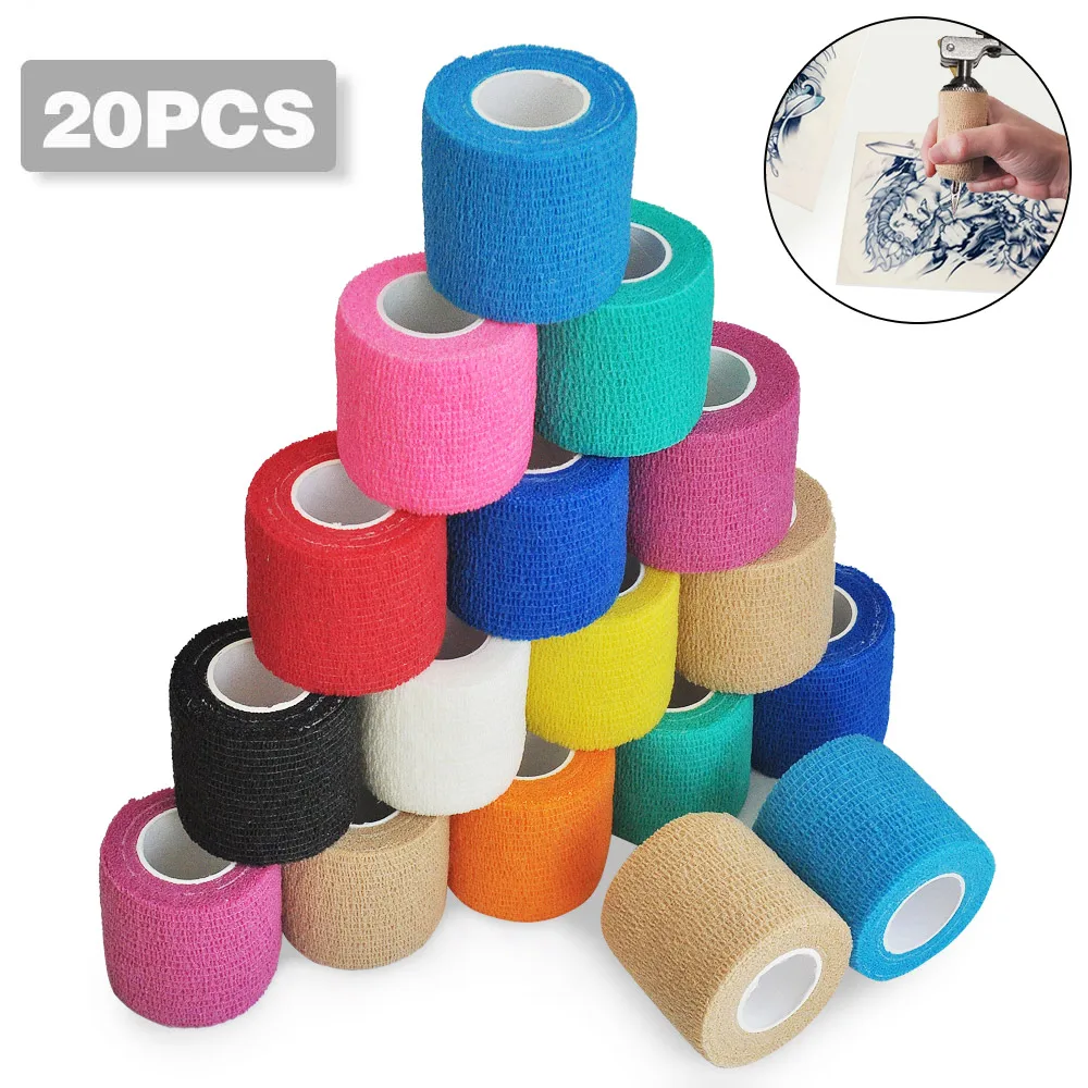 

6/10/20Pcs Disposable Bandage Tattoo Sport Wrap Tape Self Adhesive Elastic Bandage Tape Tattoo Permanent Makeup Accessories