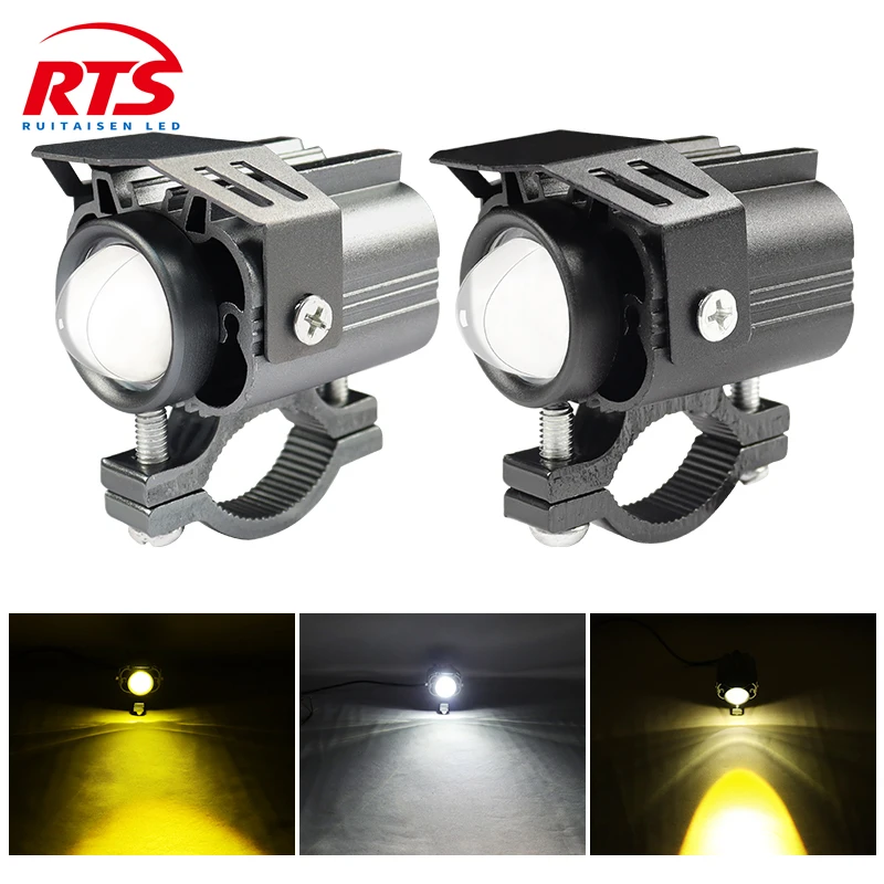 

Flasher Motorcycle Headlight Fog light Bar 12V-80V 12W Projector Lens Spotlight LED Light Yellow white For Car/Motorcycle