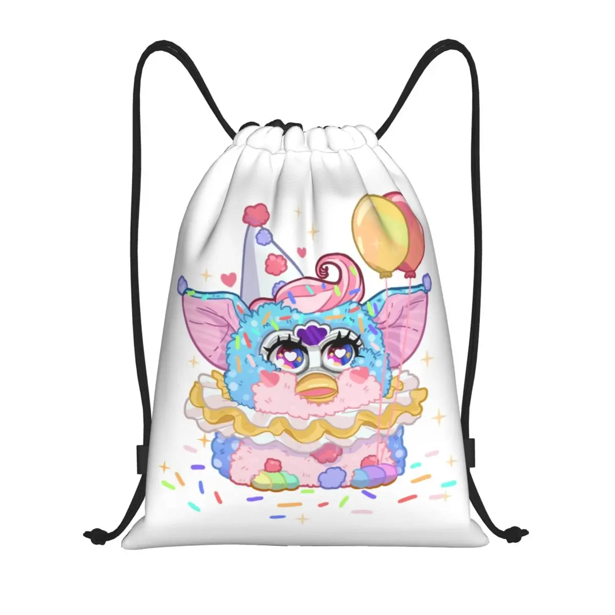 Clown Furbys Drawstring Bags Men Women Foldable Sports Gym Sackpack Cartoon Animal Robot Shopping Storage Backpacks