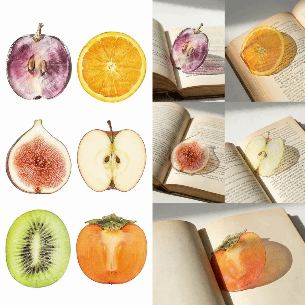 new Delicate Apple Bookmark Premium Feeling Unique Grape Tomato Bookmarks Transparent Reading Mark Student Gift