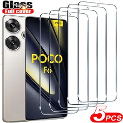 5PCS Tempered Glass For Poco F6 Pro F5 F4 GT F3 X6 Pro X5 X4 GT X3 NFC Screen Protector For Poco M5S M4 M3 M6 Pro 5G C65 Glass