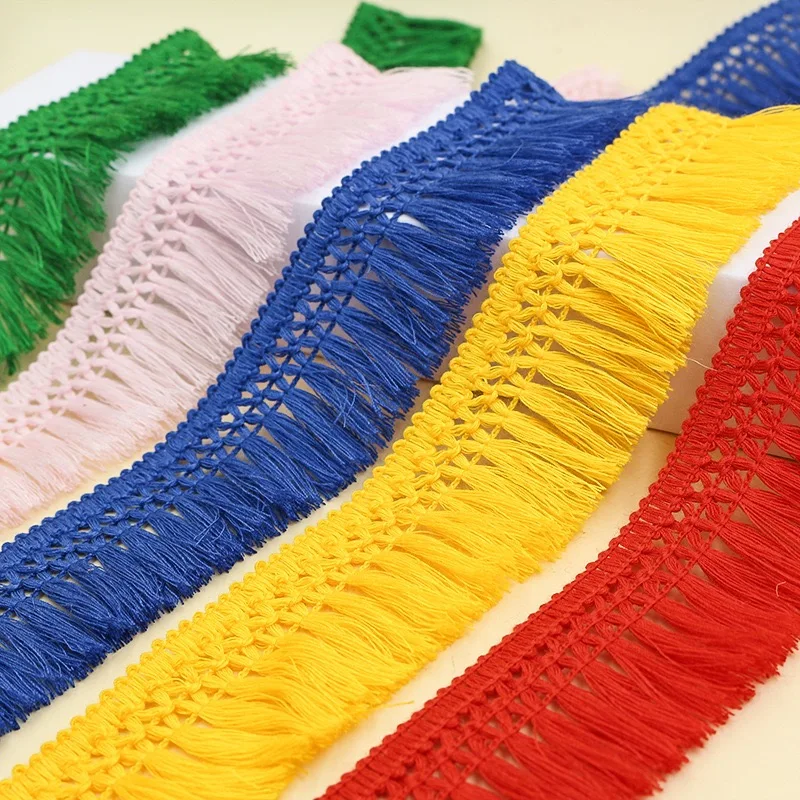 5yards/lot Lace Tassel Ribbon Cotton Tassels Trimming Fringes Tassel Lace For Sewing Bed Clothes Curtains DIY Accessories