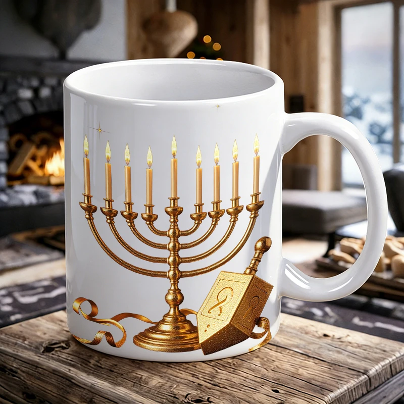 Golden Candelabra Spinning Top Illustration Ceramic Mug, Coffee Cup, Milk Cup, Office Tea Cup, Drinking Cup, Fade-resistant