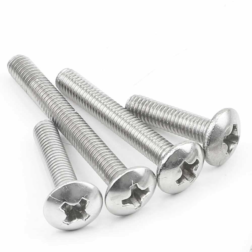 Cross Truss Round Head Machine Screw M2 M3 M4 M5 M6 M8 201 Stainless Steel 5-50pcs/bag Mushroom Head Phillips Screw for Funiture