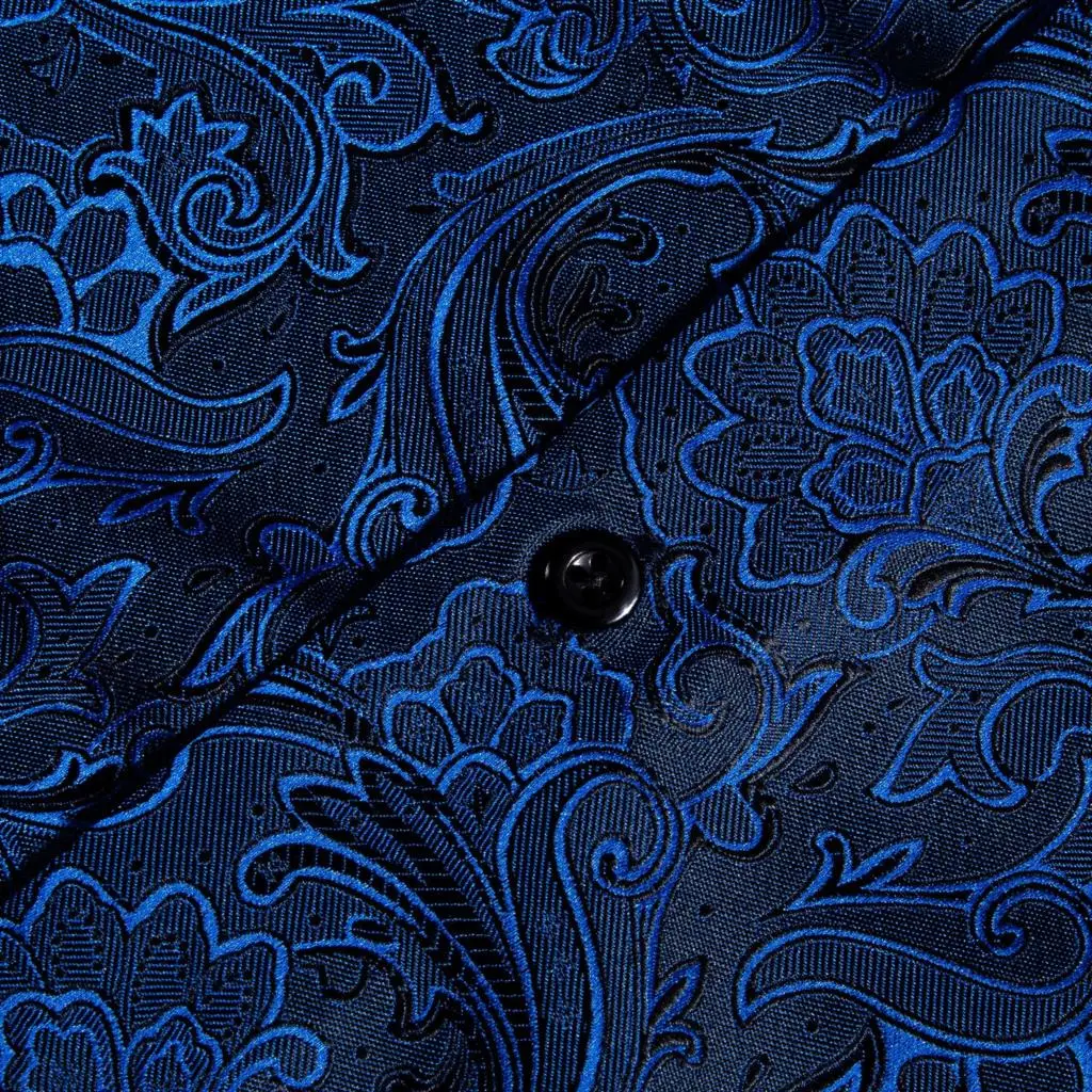 Chemises en soie à manches longues pour hommes, vêtements de styliste, bleu, noir, rouge, vert, blanc, or, rose, marron, violet, fleur de Paisley,