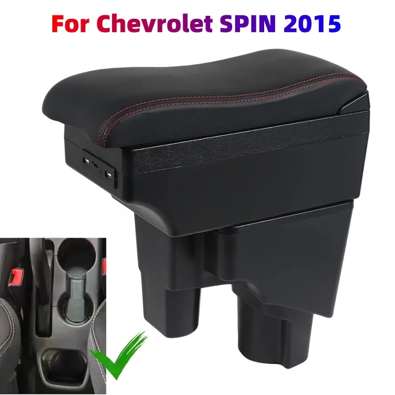 High quality Car Armrest box For Chevrolet SPIN 2015 Modification Retrofit Parts Storage Box with USB LED Accessory