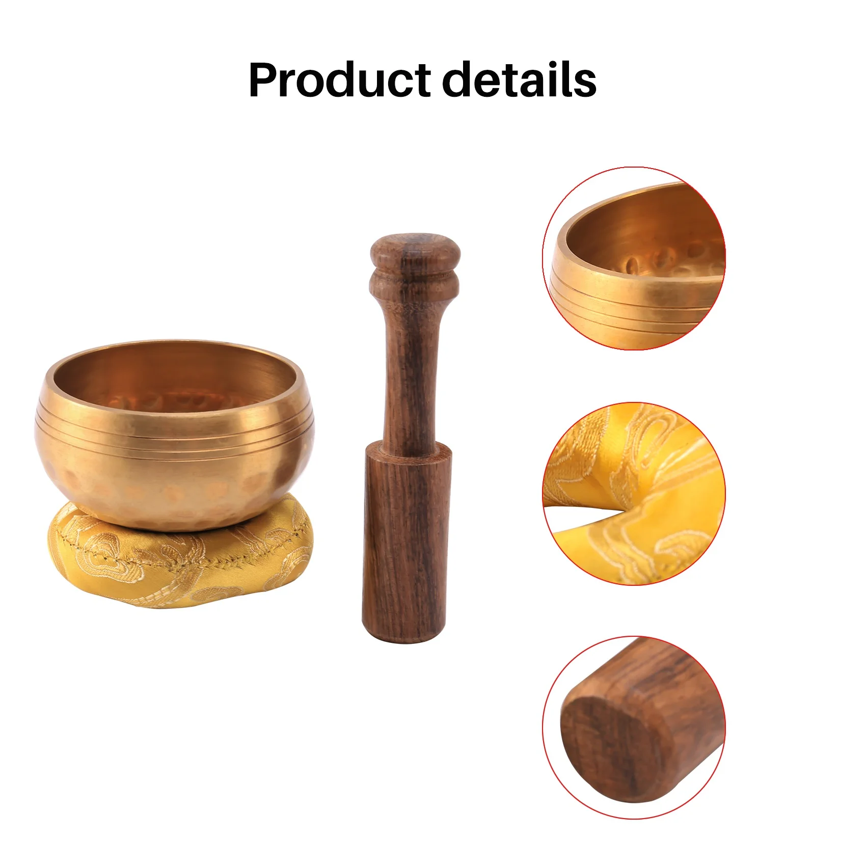 

ABYM 3,2-дюймовая тибетская поющая чаша Дзен-медитация Йога Чаша для медитации Деревянная подушка-палка