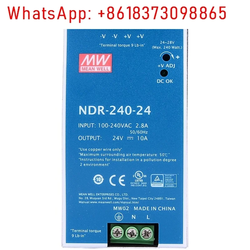 

Импульсный источник питания NDR-240-24, преобразователь постоянного тока 220 В в 24 В, напряжение 10 А, промышленное управление