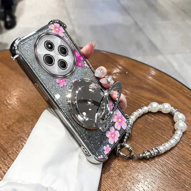 

14C Чехол-держатель для браслета с розовым цветком для Xiaomi Redmi 13R 13C 11A 14C 13 10C 14R 12C 10india 10 10 Power Cover