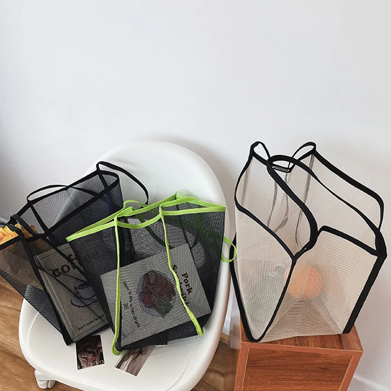 حقيبة شاطئ ذات سعة كبيرة، حقيبة حمل شبكية خفيفة الوزن، حقيبة تسوق عصرية ومتعددة الاستخدامات للسفر للنساء