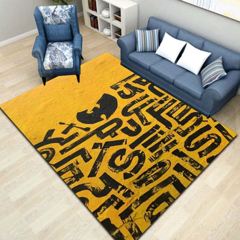 Hip Hop WU-TANG Clan Graphic Print Flannel Area Rug Non-Slip Floor Mat For Bedroom Sofa Living Room Band Home Decor carpet Gift