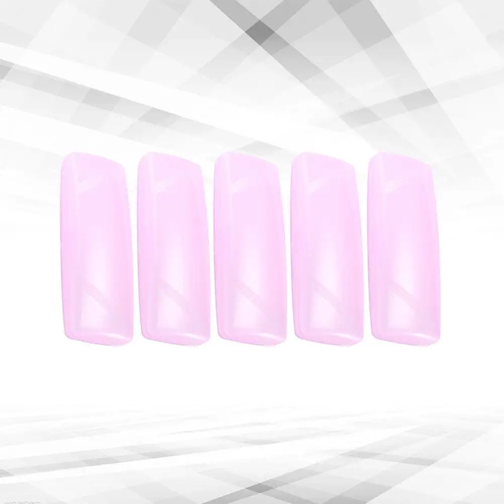 5pcs Portable Plastic Eyeglasses Box Anti-pressure Glasses Case Transparent Sunglasse Protectors for Man Woman (Pink)