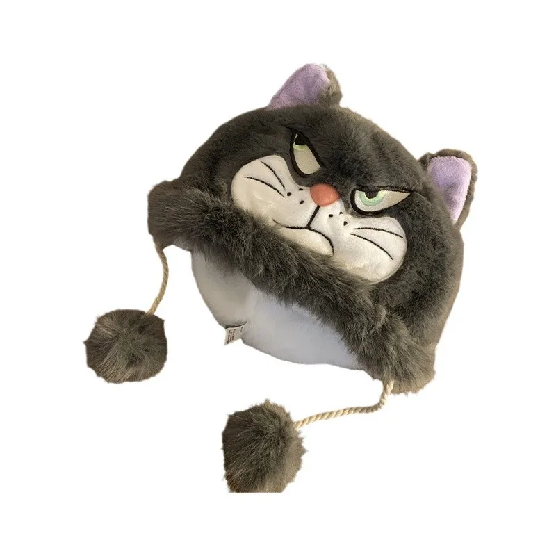 AliExpress MINISO Kawaii Disney Lucifer Marie Cat Plush Hat Ear Protection Lei Feng Hat Cute Cartoon Winter Warm and Thickened Outdoor Cycling Hat