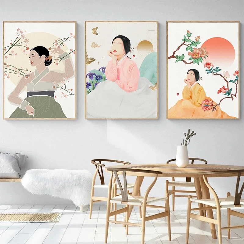 Korean Hanbok Boho Art Posters - Hanbok Modern Set 评论和价格