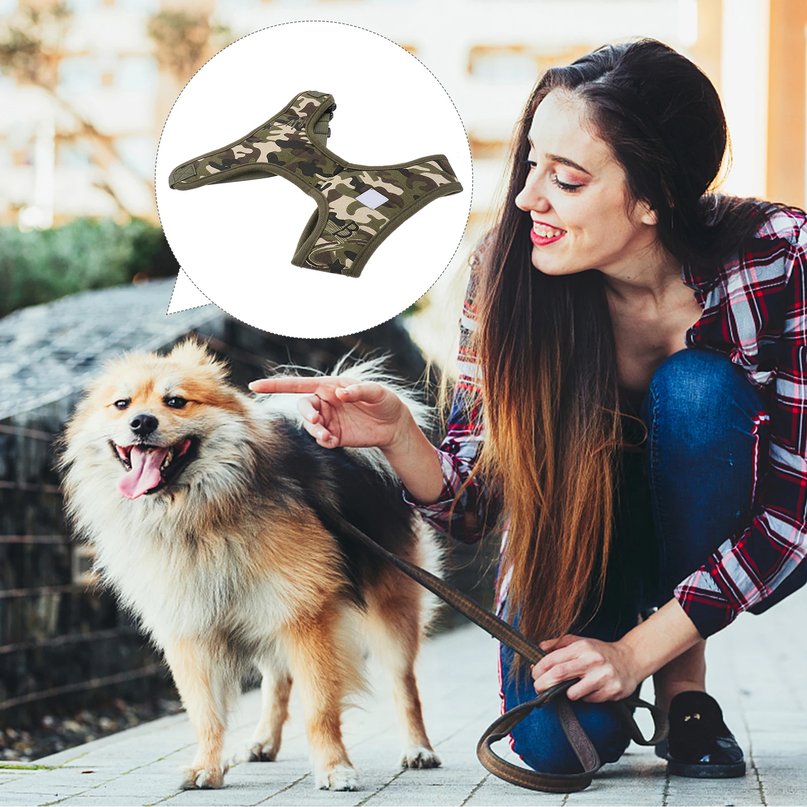 

Camouflage Canvas Dog Harness L Size No- Comfort Padding Quick-release Buckle Adjustable Chest Belt Pet Supplies Dog