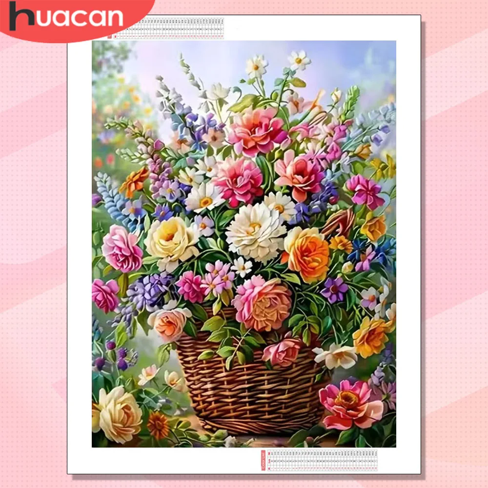 HUACAN Diamond Painting Rose Flower Resin Square Round Drill Floral Mosaic Handicrafts Unique Gift Rhinestones Wall Decoration