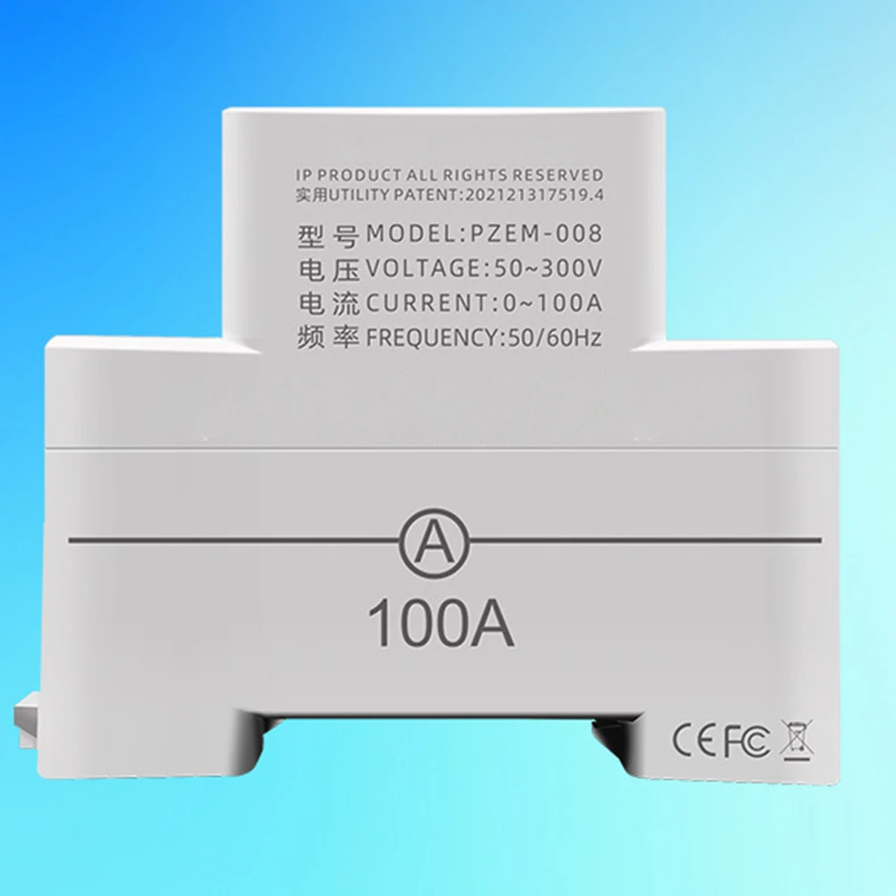 PZEM-008AC Digital Electricity Meter AC 50-300V 100A KWh Monitor Din Rail Mount With LCD Backlight For Household Meter Box Repai