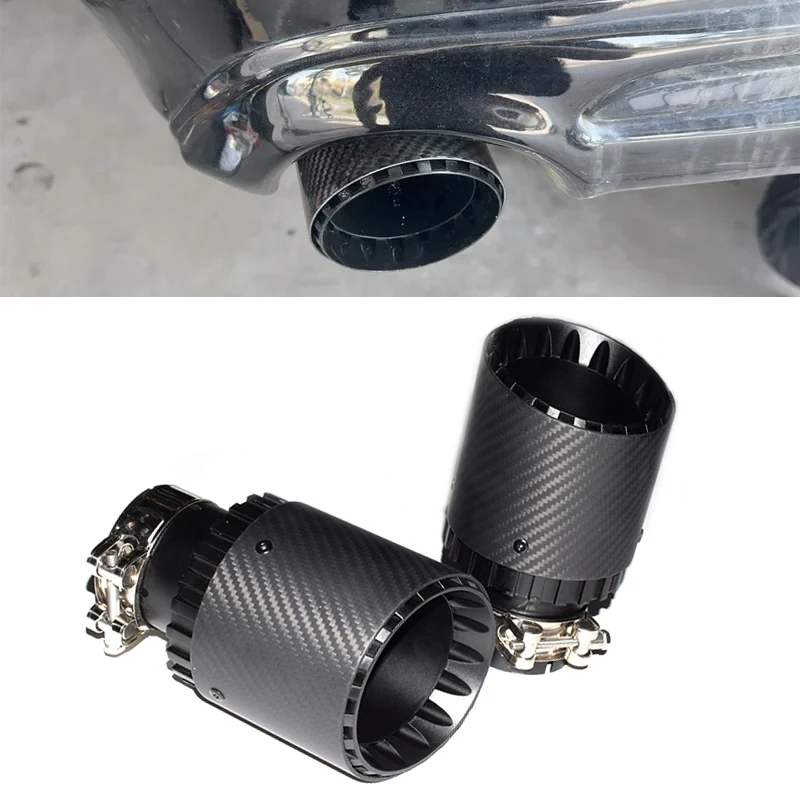 1Pcs/Lot Automobile Universal Carbon Fibre Tail Throat Aluminium Alloy Black Wheel Single Out Twill Matte Exhaust Nozzle Tip