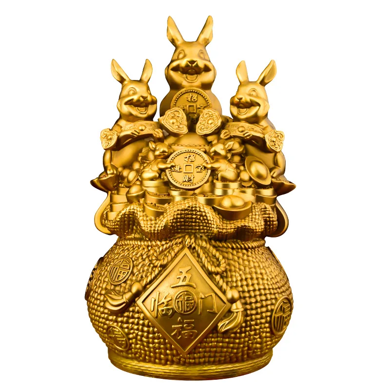 

Pure copper rabbit, five blessings Linmen rabbit, gathering treasure and blessing rabbit, rolling wealth rabbit