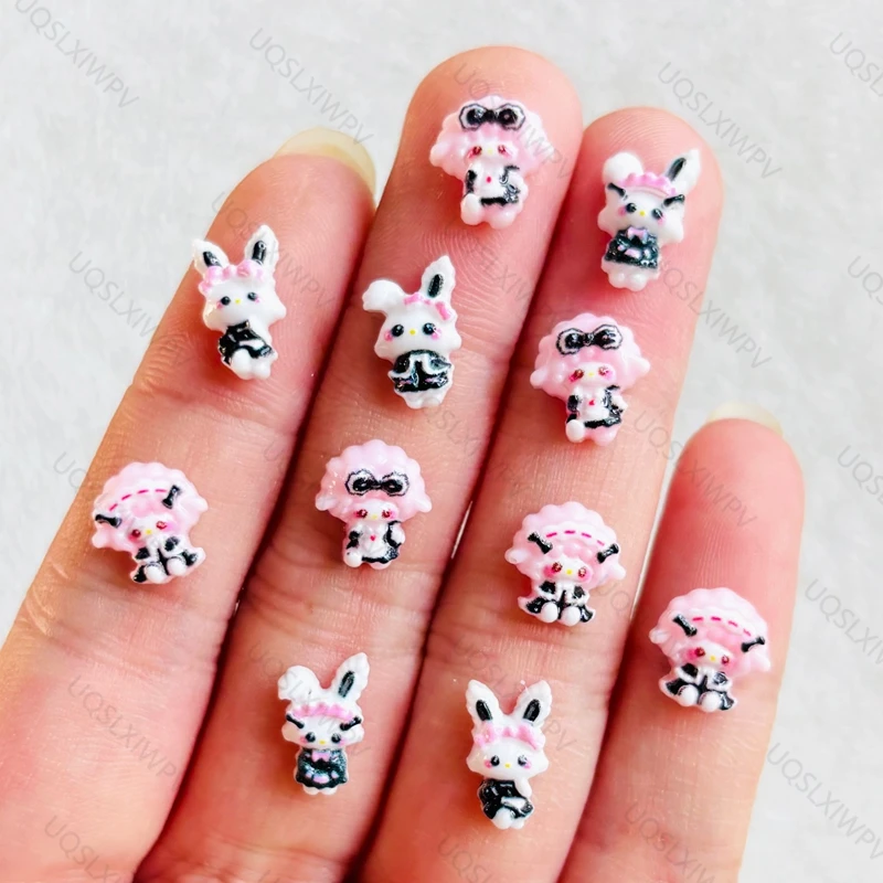 55pieces of cartoon nail resin mini rabbit jewelry rhinestone 3D decoration DIY production suitable for nail art and jewelryA151