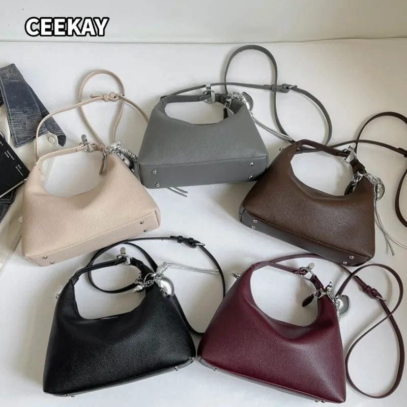 CEEKAY Women's Hobo Bag Multi-Color Textured PU Leather Metal Stud Detail Versatile Everyday Commute Casual Minimalist Chic