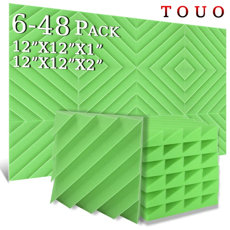 

TOUO Diamond Groove Acoustic Foam 6/12/24 Pcs Sound Absorbing Soundproof Foam Panels High-Density Material Ktv Acoustic Treatmen