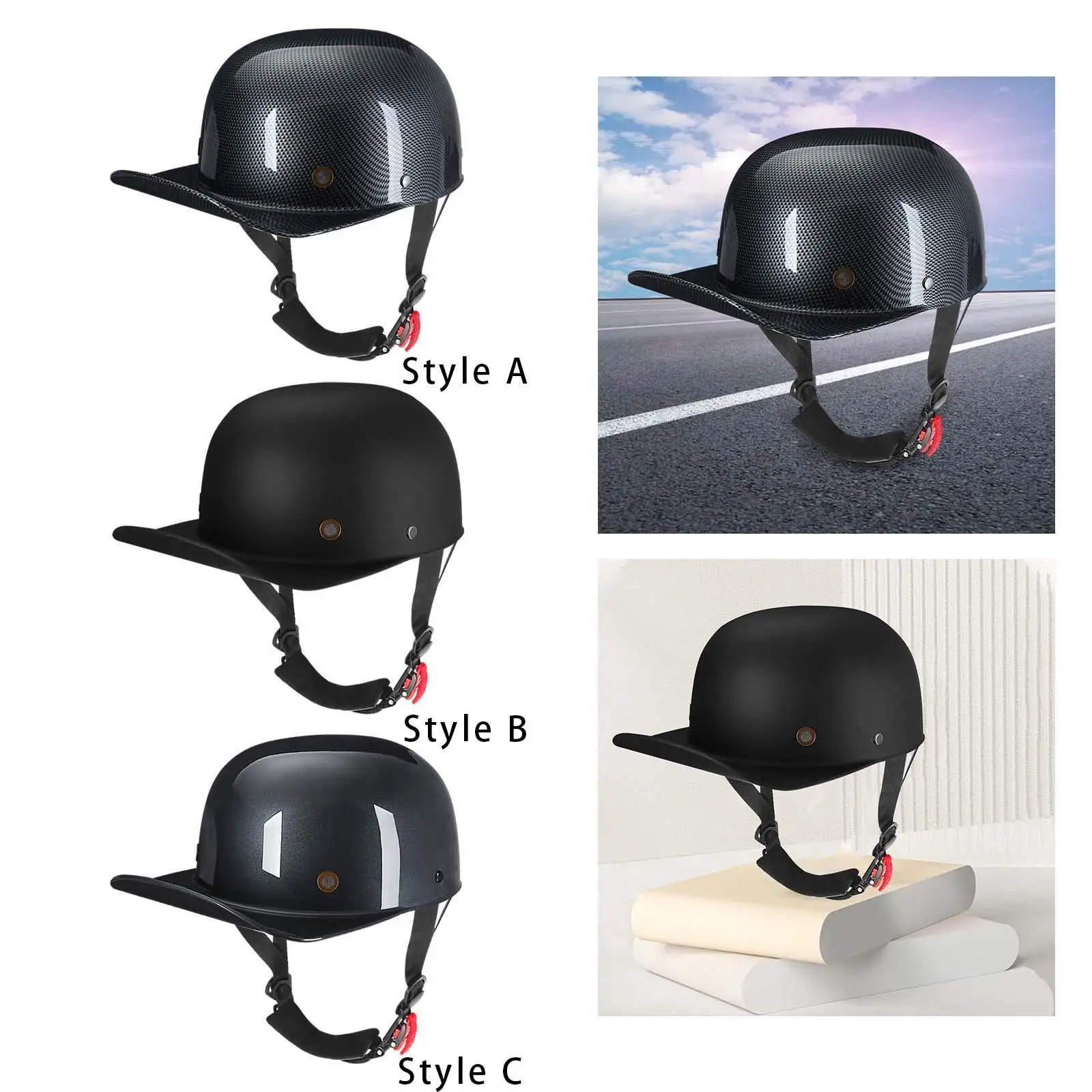 Casco de motocicleta Gorra estilo béisbol Medio casco para hombres y mujeres Durable