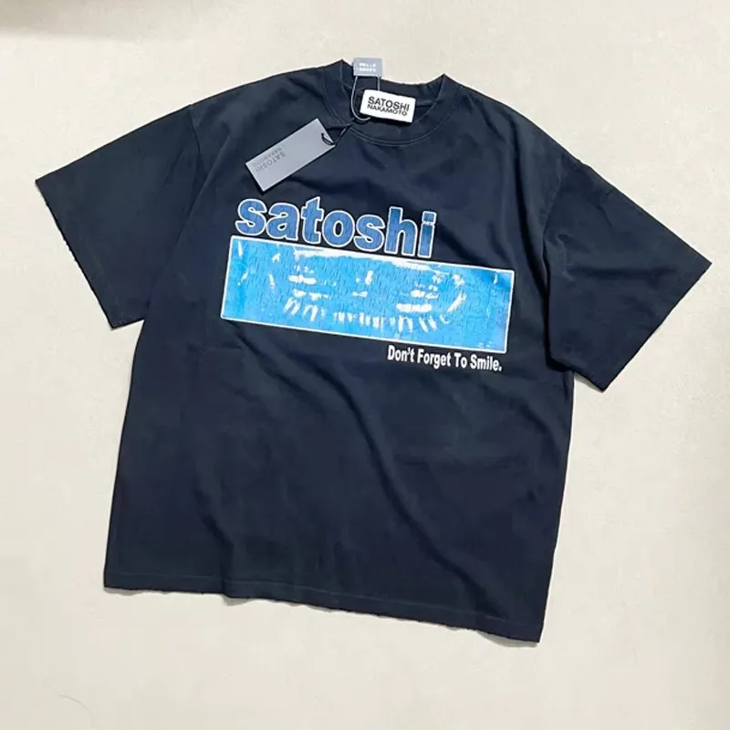 Retro Casual Satoshi Nakamoto T-shirt High Quality Pattern Short Sleeve Men Women Loose Round Neck T Shirts