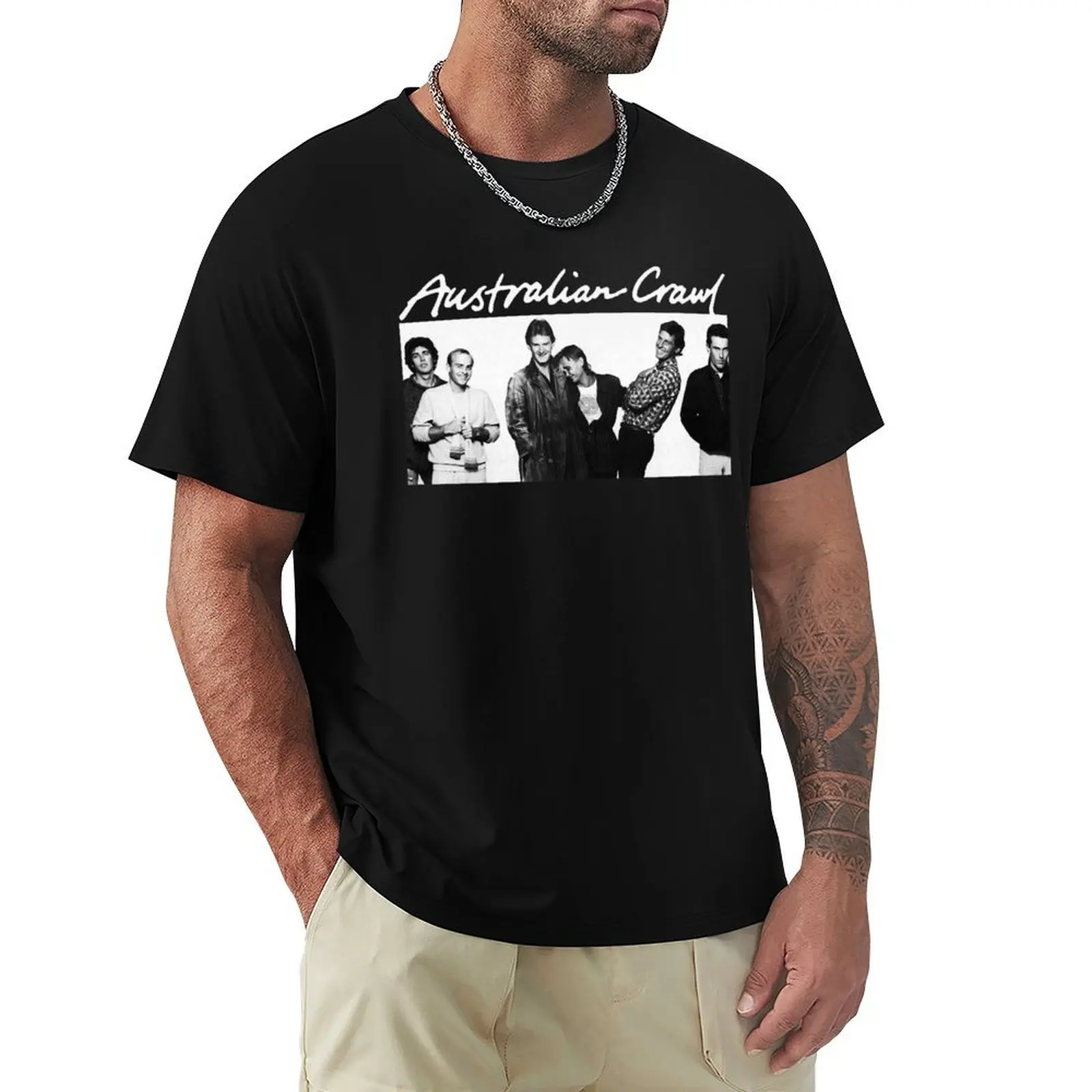 AUSTRALIAN CRAWL BAND T-Shirt t shirt man cotton T-Shirt