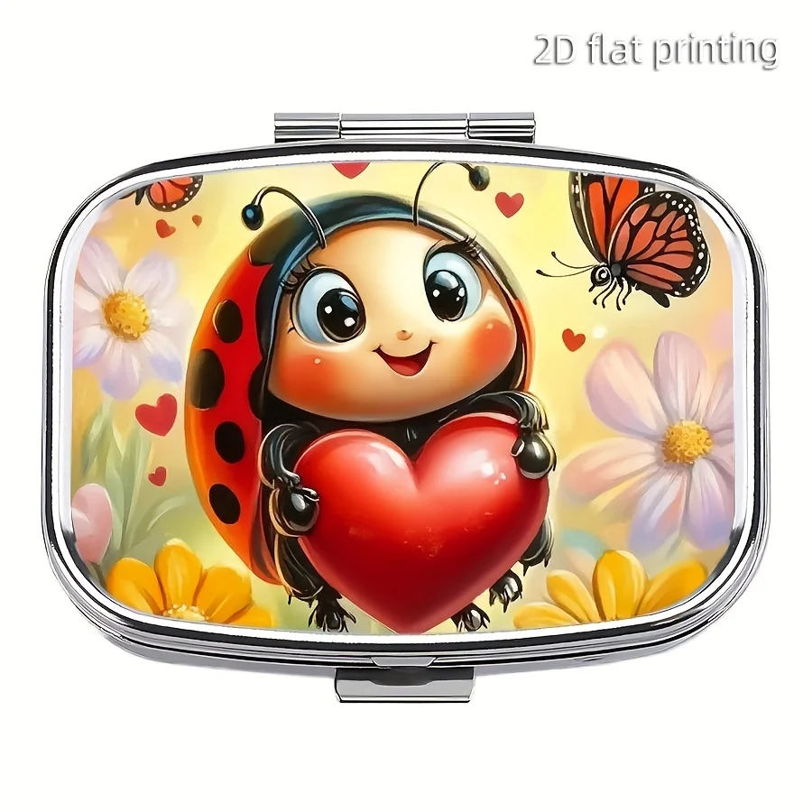 1Pc Ladybug Pill Box, Small Pill Case for Wallet, Metal Decorative Pill Container, Cute Mini Pill Organizer for Travel or Daily Use