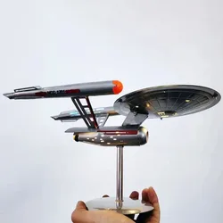 Star Trek Enterprise 1:1000 Model Metal Aircraft With Light Starship Flying Saucer Light Ornaments Collectible Model Decor Gifts