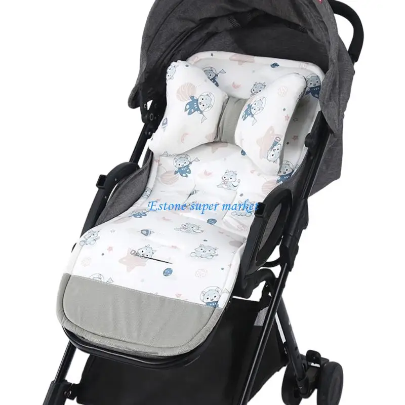 090B Double Sided Pushchair Cushion Mattress Baby Strollers Liners Cushion with Printed Pattern Toddlers Pushchairs Pad