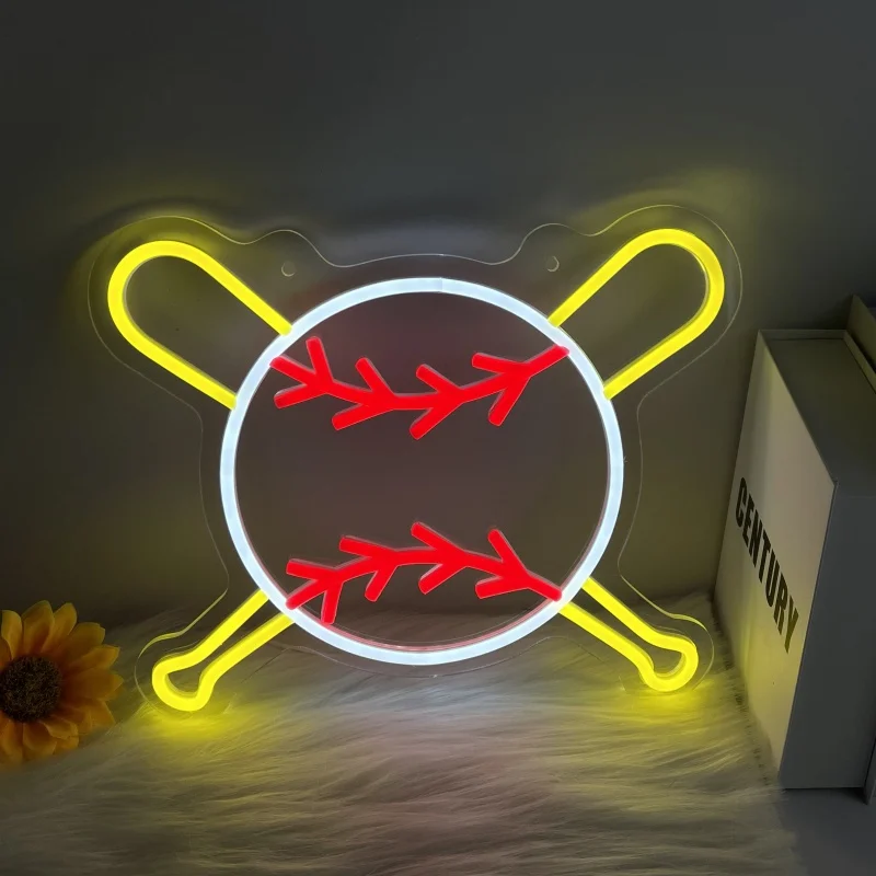 

Baseball Neon Lights, Suitable for Sports Bars, Home Space for Sports Fans, Game Scenes, Etc., USB Power Supply, Dimmable Switch
