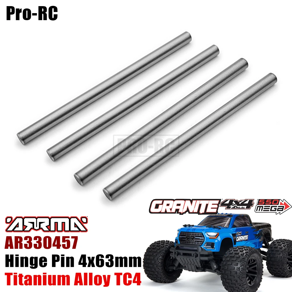 4Pcs 4x63mm Hinge Pin AR330457 Titanium TC4 For Arrma 1/10 GRANITE 4WD V3 MEGA 550 BRUSHED MONSTER TRUCK Rc Parts