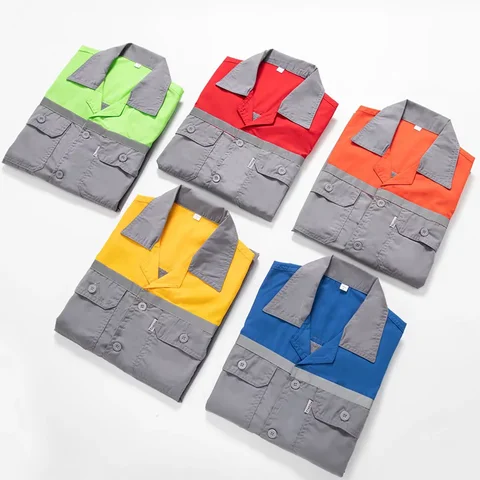 Customized Logo Work Clothes Top DIY Design Logo Men's and Women's Car Repair and Cleaning Thin Work Clothes Multi Pocket Shirt