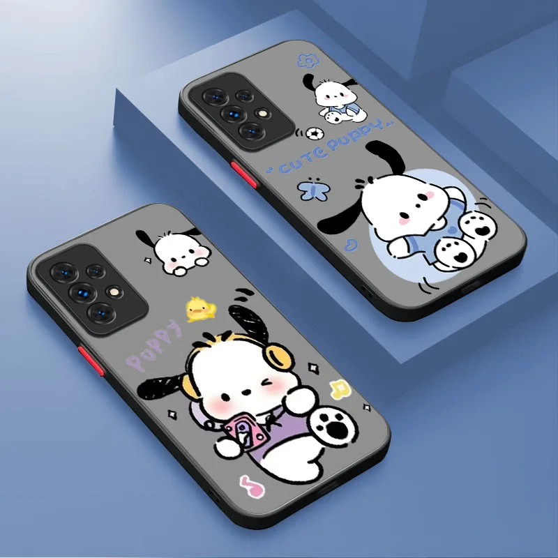Sanrio Pochacco Custodia per telefono carina per Samsung Galaxy A17 A07 A54 A05s A34 A24 A14 A73 A53 A33 A23 A13 A72 A52 A52s A32 A22 A12