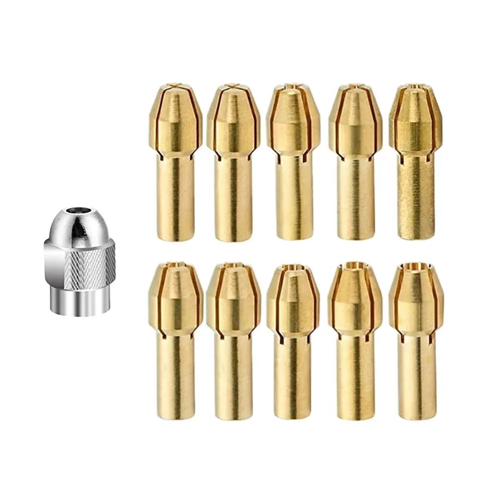 Mandrino a pinza in ottone da 10 pezzi 0.5/0.8/1.0/1.2/1.5/1.8/2.0/2.4/3.0/3.2mm mandrino a pinza in ottone per utensili rotanti M8x0.75mm accessori per dadi