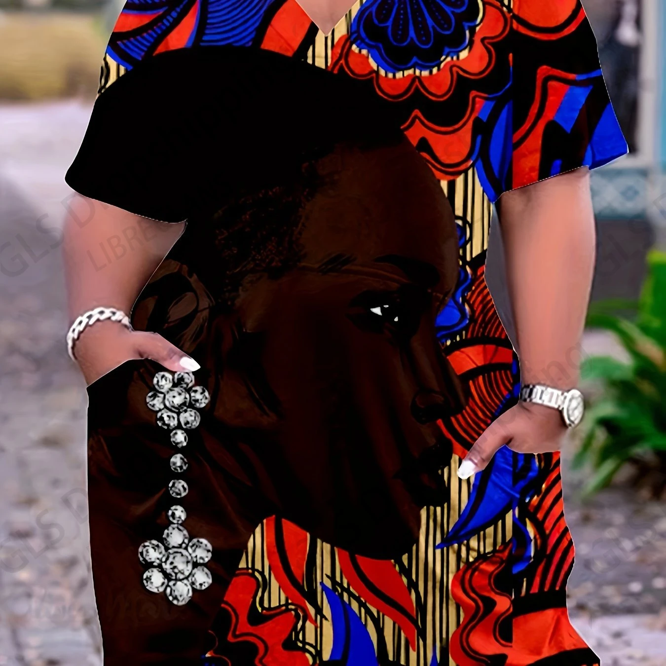 Afrykańska sukienka lato dla kobiet moda z dekoltem w serek Midi Africa sukienka wieczorowa elegancka Sundress sukienki w dużym rozmiarze kieszeń