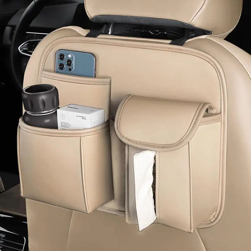 Backseat Car Organizer Car Purse Holder Backseat Storage Dog Pet Barrier Multifunctional Pocket Container Handbag Tissue Holder