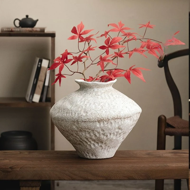 Ceramic Vase Wabi Sabi Style Vintage Vase for Home Decor, Zen Buddhist Decor, Oriental Flower Arrangement Vase for Living Room 5